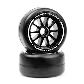 Volante F1 Front Rubber Slick Tires Hard  - Preglued - GRIPWORKS RC